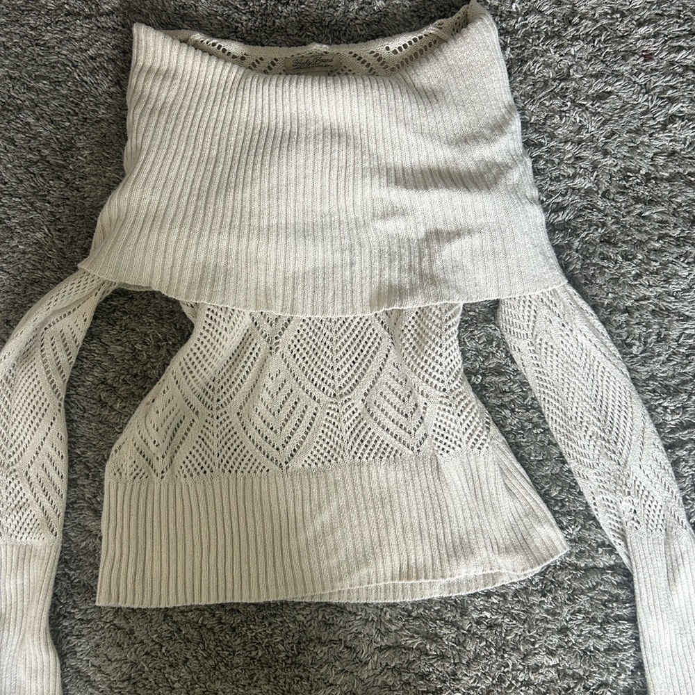 Foldover Cream Sweater